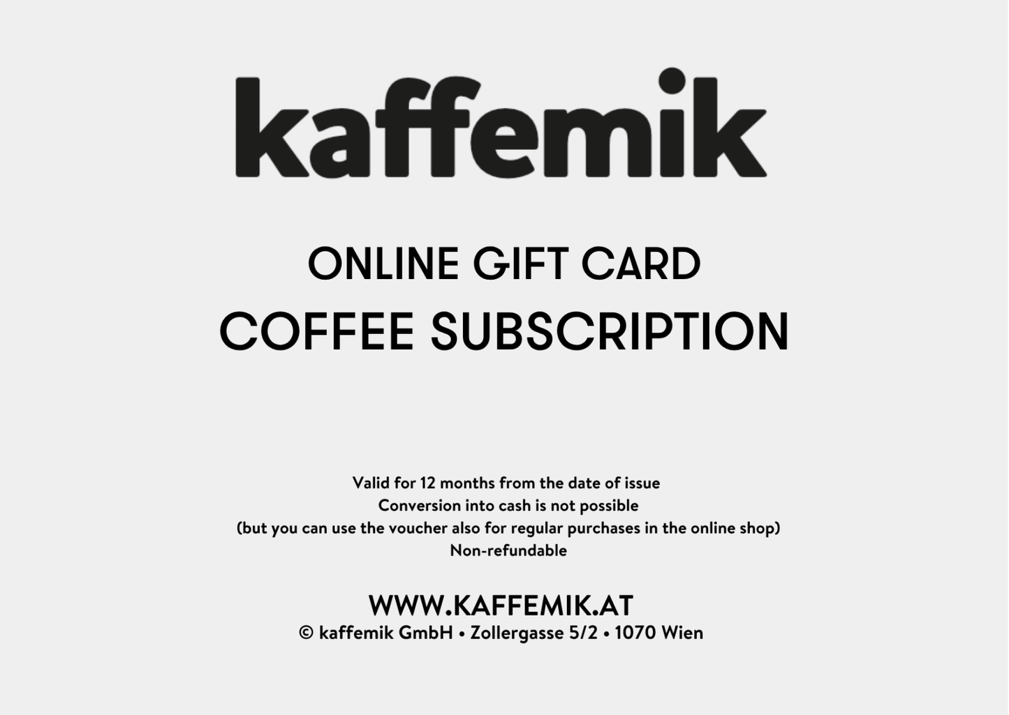 Geschenkgutschein - KAFFEE ABONNEMENT - kaffemikKAFFEMIK (AT)Vify Gift Card