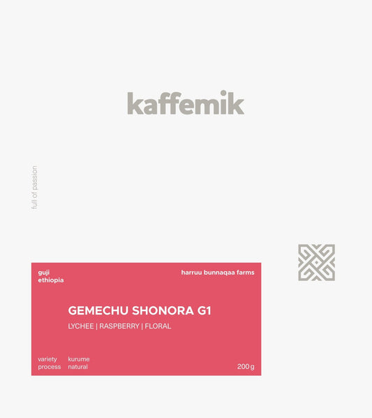 Gemechu Shonora Gr.1 | Ethiopia | Natural - kaffemikLychee | Raspberry | FloralKaffeebohnen